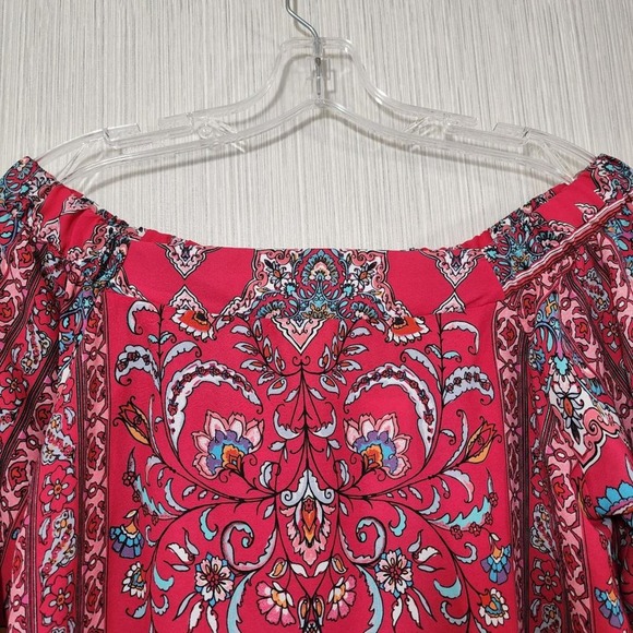 NWT Renee C. Vause Off the Shoulder Paisley print short sleeve shirt sz small - Picture 4 of 12